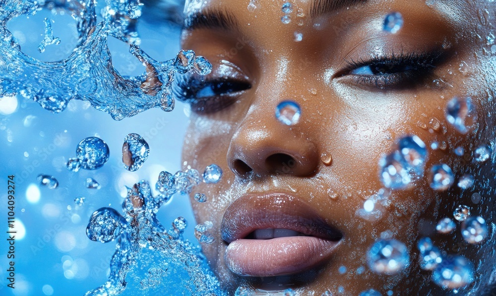 Fresh Face with Splashing Water Drops Fresh Face with Splashing Water Drops