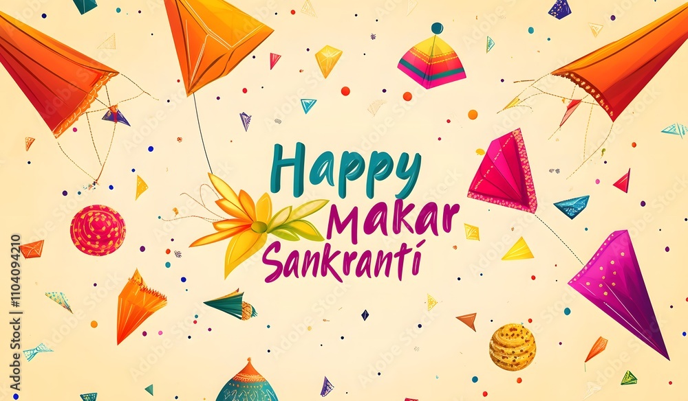 Fototapeta premium Happy Makar Sankranti Festival Background