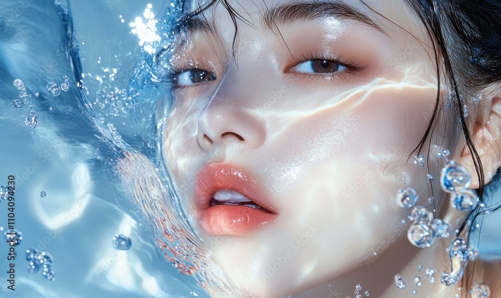 Ethereal Beauty Underwater Close-Up with Bubbles and Light Ethereal Beauty Underwater Close-Up with Bubbles and Light