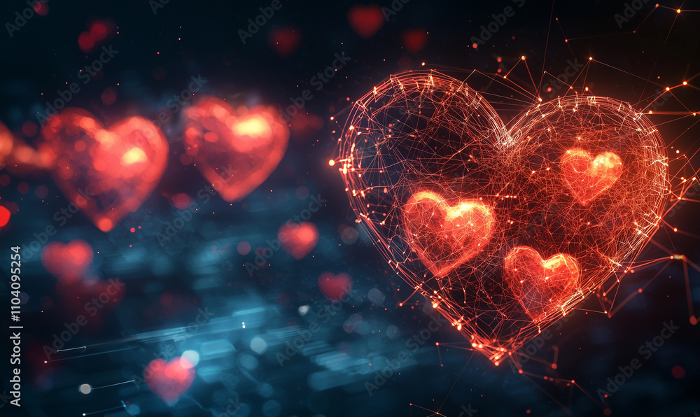 Digital heartbeat abstract love motif virtual space graphic art dynamic environment conceptual vision for emotional connection Digital heartbeat abstract love motif virtual space graphic art dynamic environment conceptual vision for emotional connection