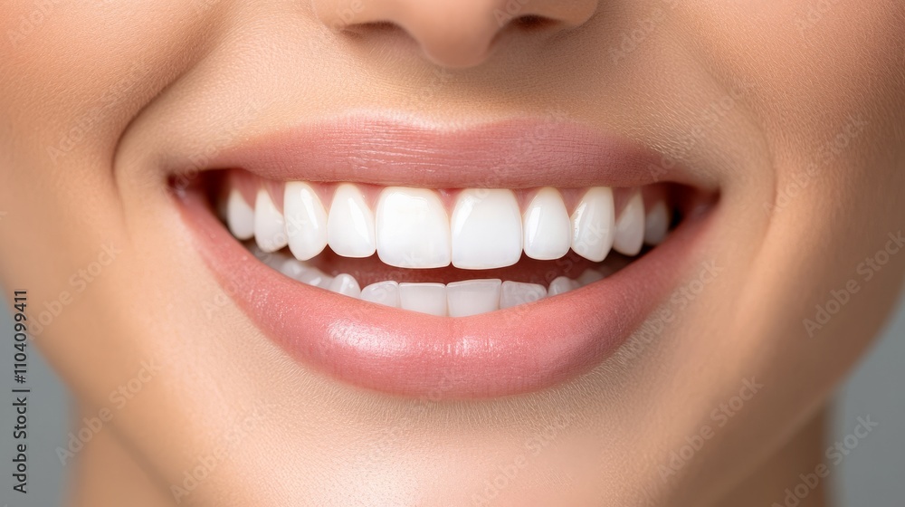 A close-up photo showcasing a bright, healthy smile with perfect white teeth, symbolizing confidence, health, and beauty, lit softly and crisply focused. A close-up photo showcasing a bright, healthy smile with perfect white teeth, symbolizing confidence, health, and beauty, lit softly and crisply focused.