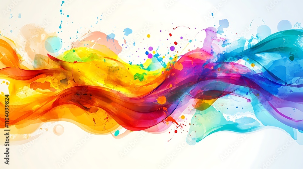 Dynamic background with vibrant splashes of color and abstract waves Dynamic background with vibrant splashes of color and abstract waves