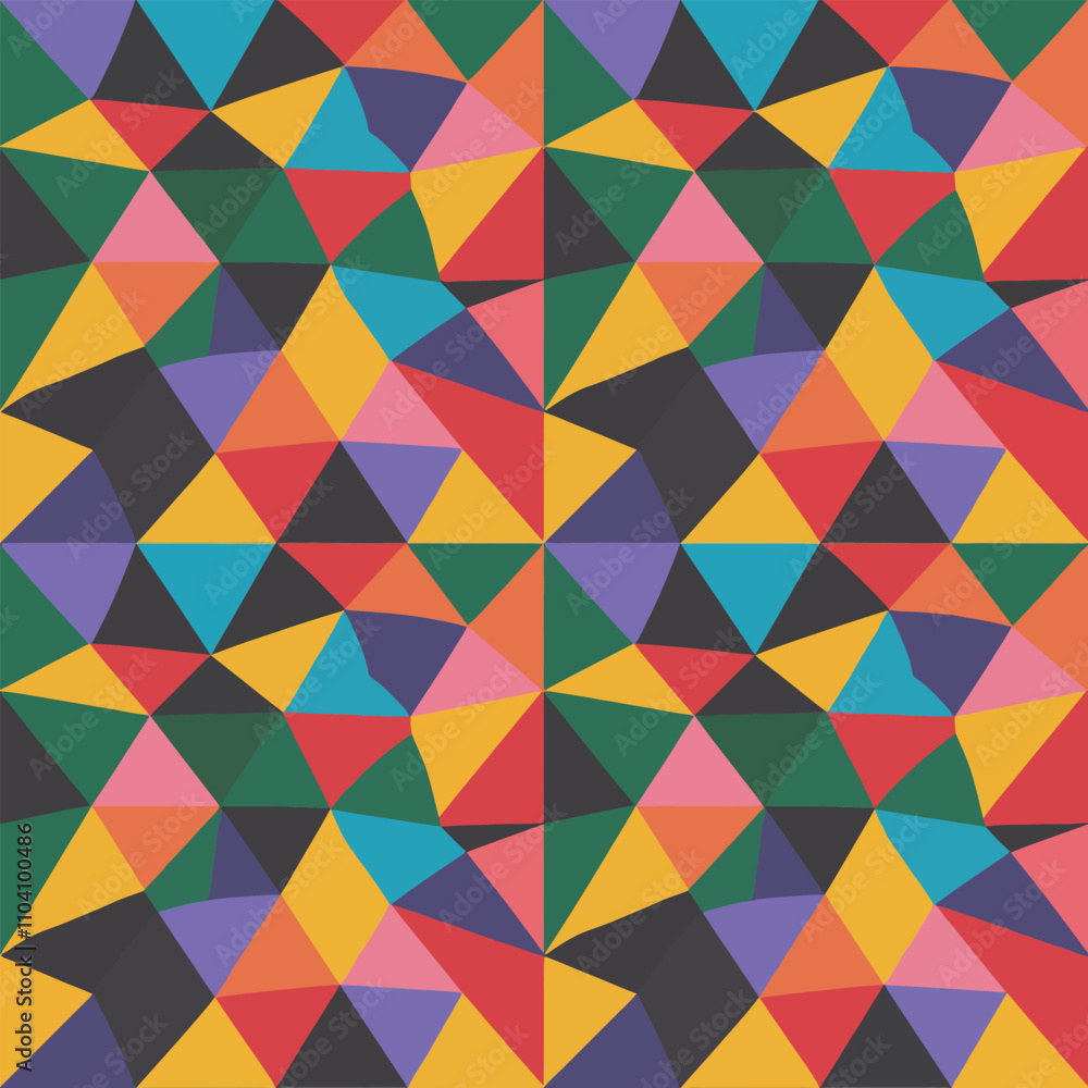 Vibrant geometric pattern featuring colorful triangles and shapes Vibrant geometric pattern featuring colorful triangles and shapes