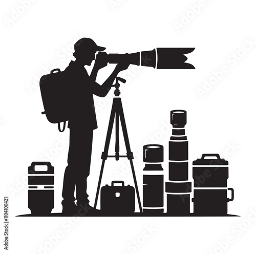 Photographer silhouette vector illustration