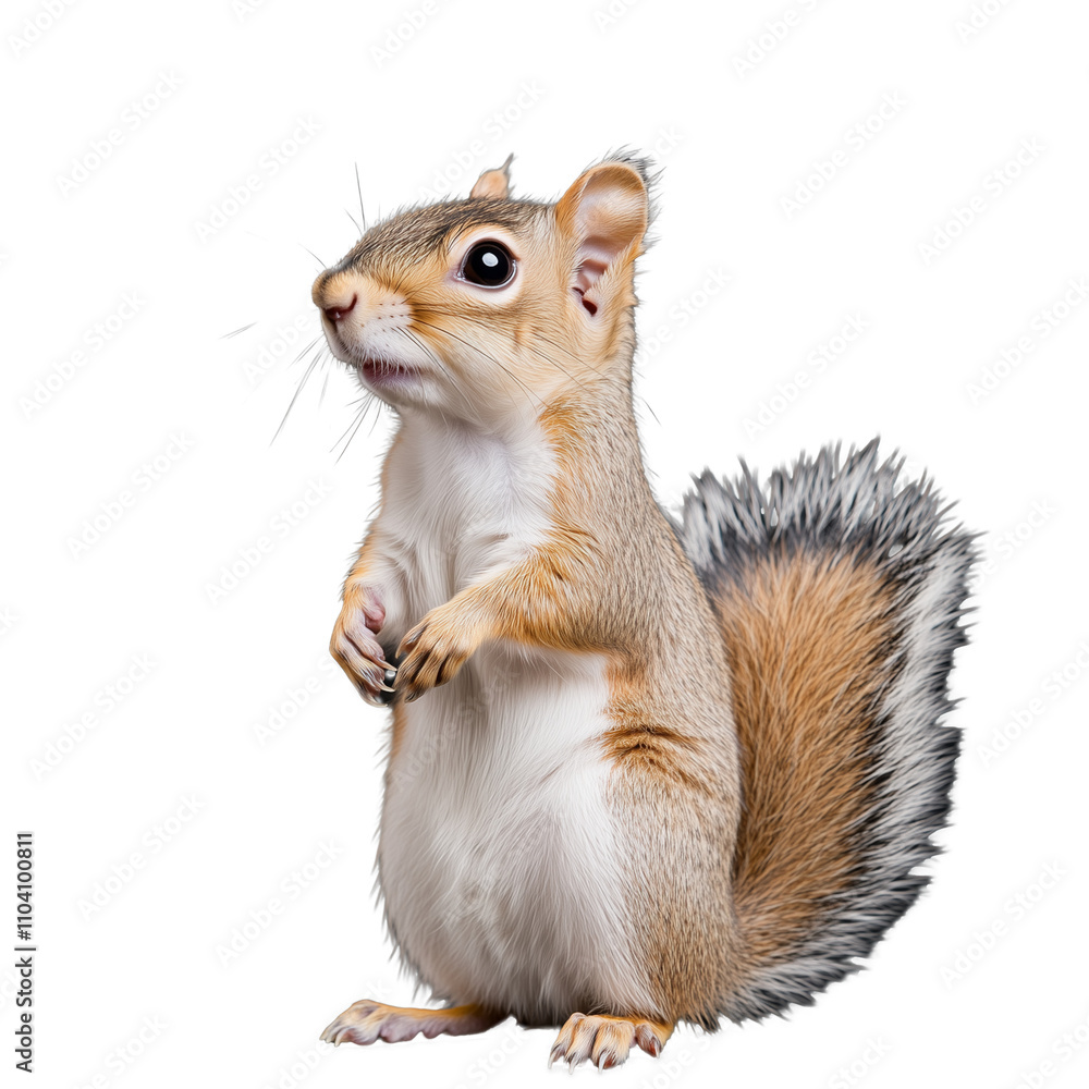 Obraz premium Squirrel Standing Upright with Fluffy Tail on Transparent Background