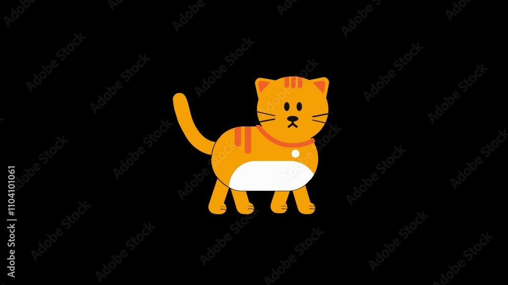 cat animation video. cat icon. 3D character animation of a cute cartoon cat. cat animation video. cat icon. 3D character animation of a cute cartoon cat.