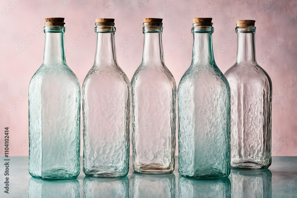 A row of empty glass bottles, Generated by ai A row of empty glass bottles, Generated by ai