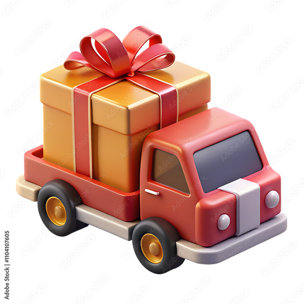 Delivery van with gift box 3d Delivery van with gift box 3d