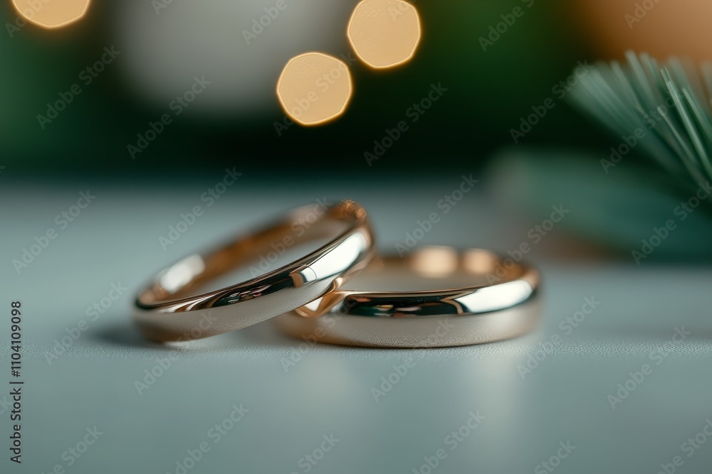 A pair of elegant gold wedding rings set against a softly blurred background, evoking a sense of romance, commitment, and eternal love. A pair of elegant gold wedding rings set against a softly blurred background, evoking a sense of romance, commitment, and eternal love.
