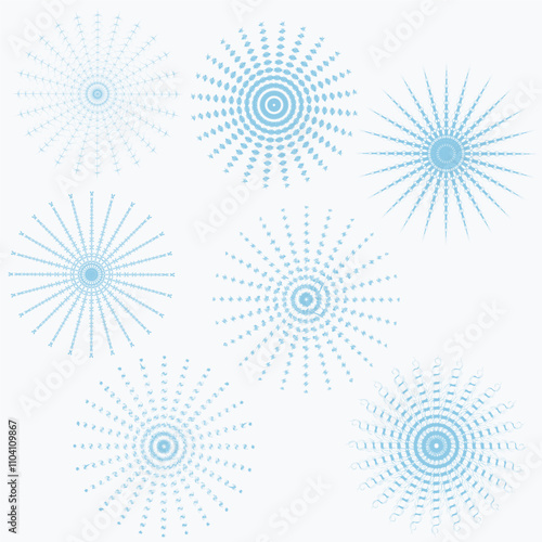 Set of beautiful vector snowflakes. Decoration for winter drawings.