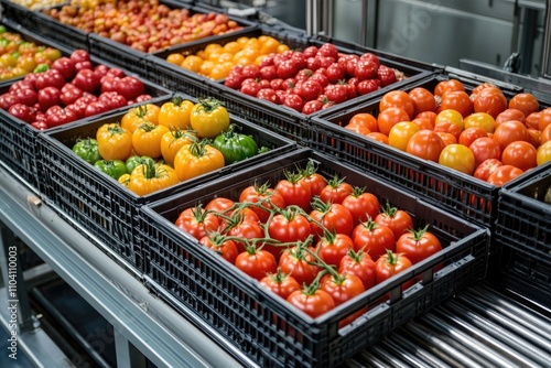 A colorful mix of fruits and vegetables on display