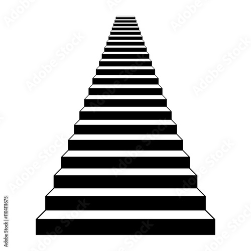 Geometric Staircase Perspective Vector Illustration. This is a black and white vector illustration showcasing a staircase design with a striking geometric perspective. 