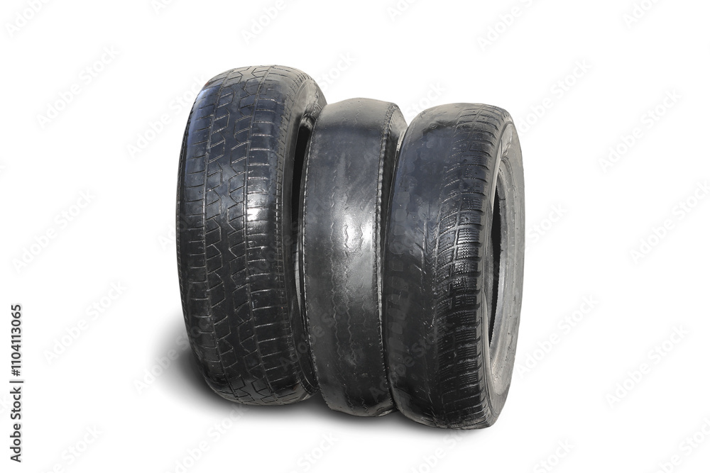 old worn damaged tires