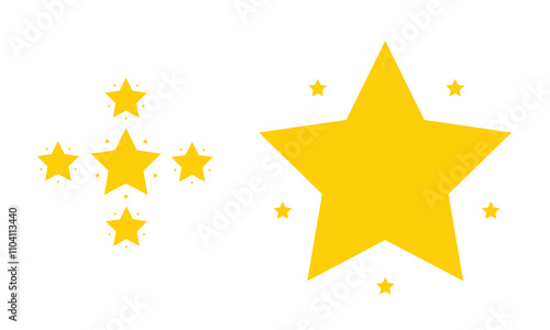 Five 5 stars customer product review icon. Quality, review yellow five star illustration. Award, quality, feedback concept elements. Yellow 5 star rating feedback for website, app, ui design.