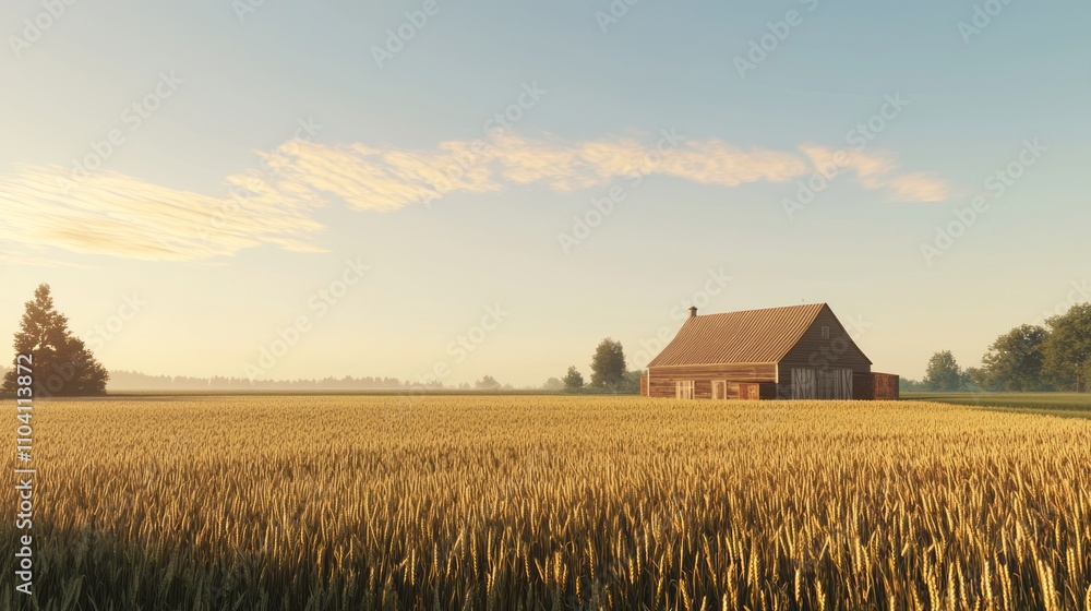 Majestic Sunset Over Charming Barn in Golden Wheat Field - Ultra-Detailed Rural Landscape Majestic Sunset Over Charming Barn in Golden Wheat Field - Ultra-Detailed Rural Landscape