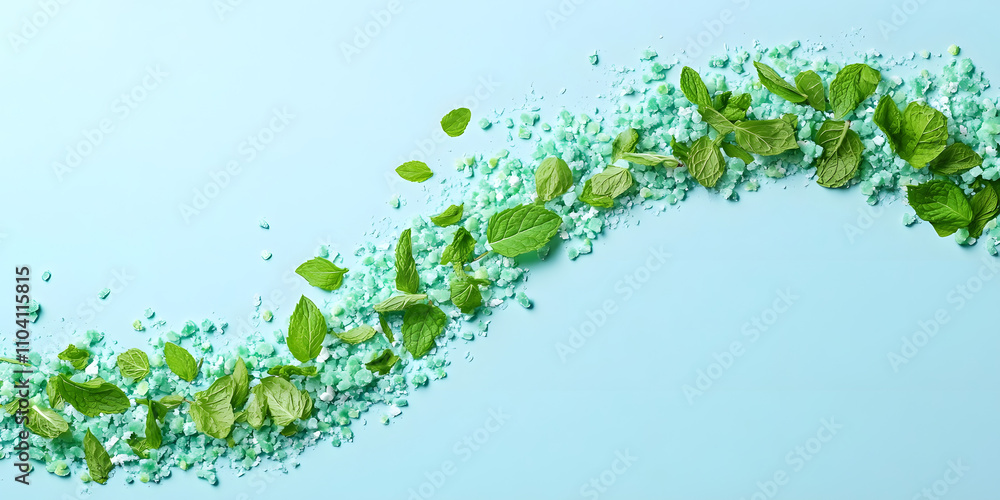 Mint Leaves and Crystals Spread, Refreshing Minty Health, Green Herbs and Crystals Art, Natural Freshness Vibe, Organic Minty Design Mint Leaves and Crystals Spread, Refreshing Minty Health, Green Herbs and Crystals Art, Natural Freshness Vibe, Organic Minty Design