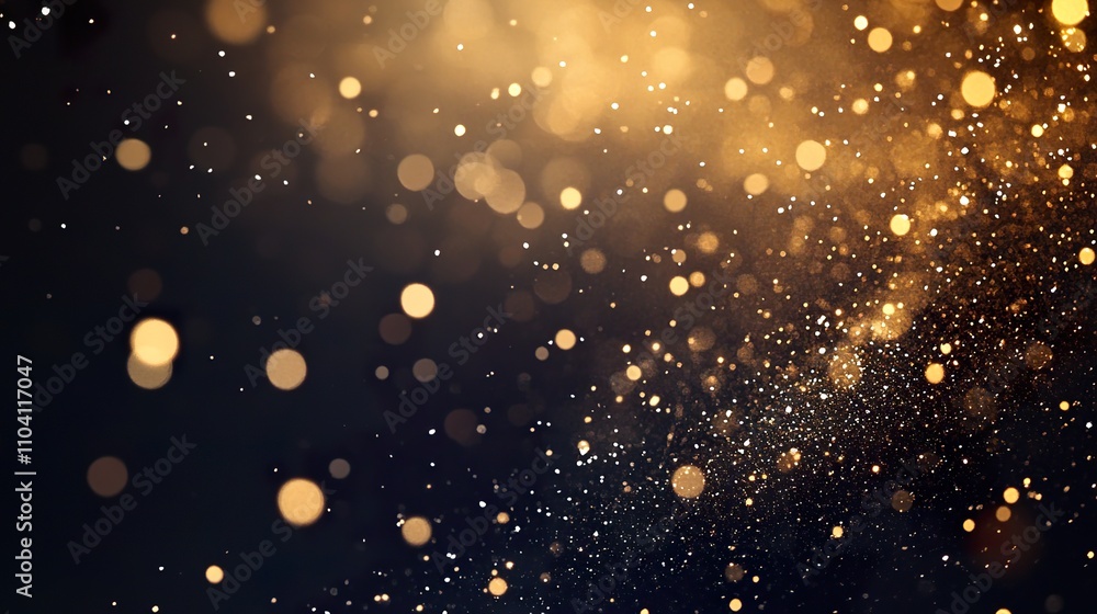 Fototapeta premium Abstract gold bokeh lights on dark background.