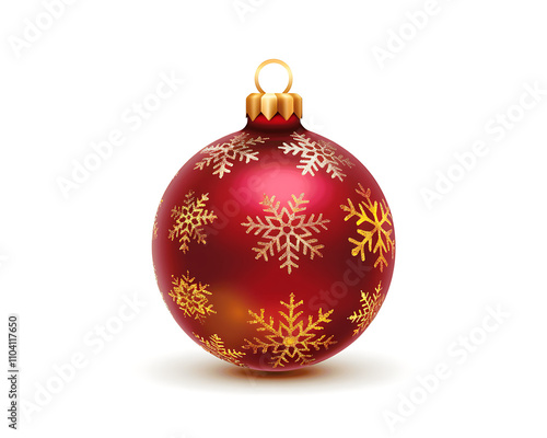 Red Glass Christmas Ball Isolated on White Background for Holiday Decoration