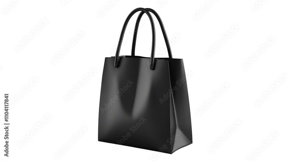 Black Shopping Bag 3D Render on Transparent Background Cutout Black Shopping Bag 3D Render on Transparent Background Cutout