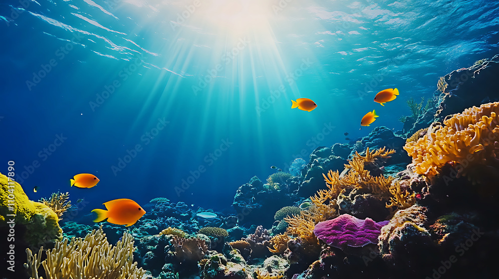 Naklejka premium coral reef in the blue sea