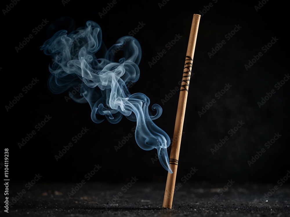 Abstract smoke from a joss stick on a black background. Abstract smoke from a joss stick on a black background.