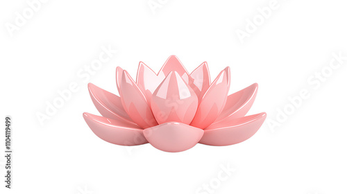 Pink Lotus Flower 3D Render  on Transparent Background Cutout