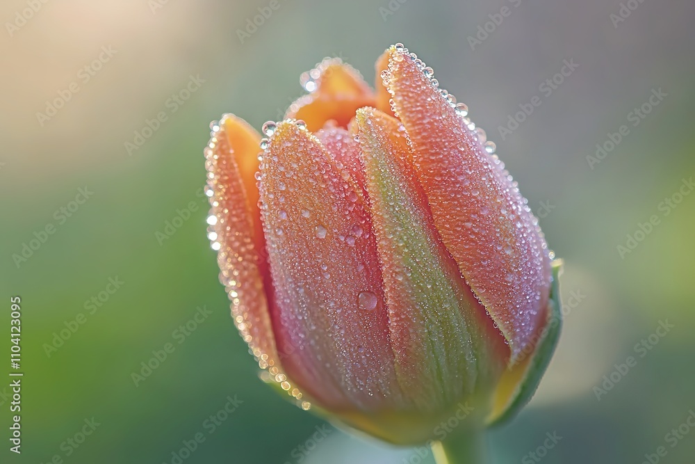 Dewy tulip in soft morning light Dewy tulip in soft morning light