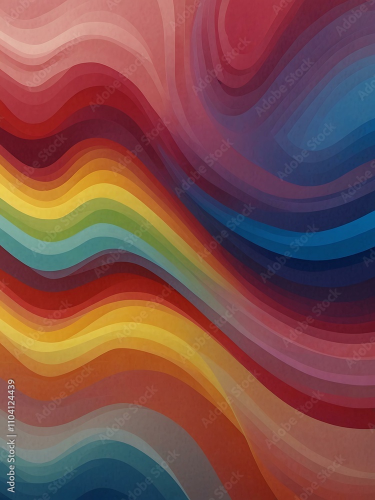 Abstract wave pattern in gradient colors like pink, blue, yellow, and red. Abstract wave pattern in gradient colors like pink, blue, yellow, and red.