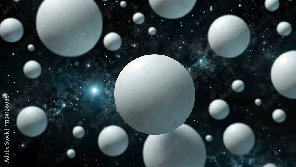 Fototapeta premium Abstract white spheres floating in space for creative designs.