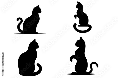 set of cats silhouettes