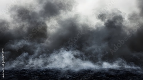 Dark Clouds and Mist Over a Dark Surface