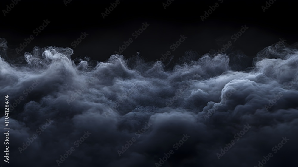 Obraz premium Dark Grey Smoke Clouds Against Black Background