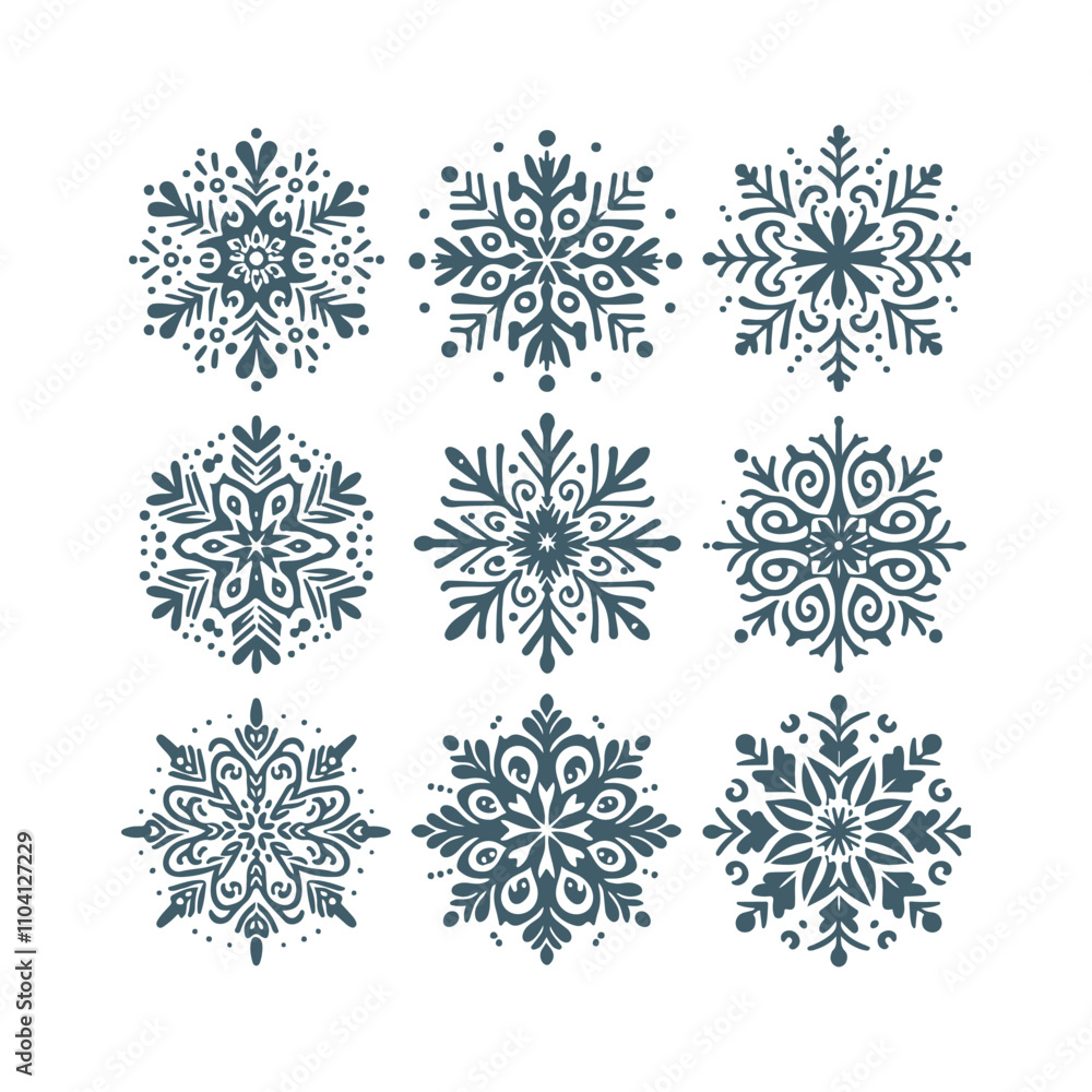 Unique Snowflake Vector Elements Unique Snowflake Vector Elements