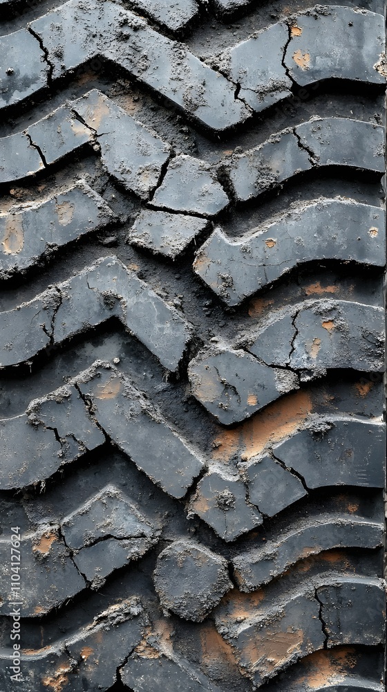 A set of worn-out tire tracks on a gritty surface. A set of worn-out tire tracks on a gritty surface.