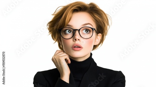 Teenager rolling their eyes and pretending to be bored on white background