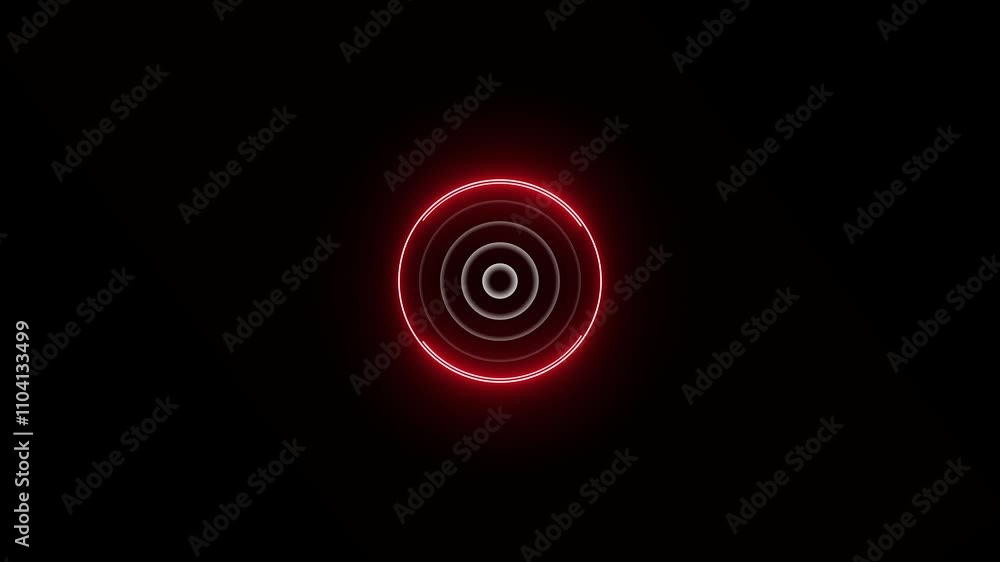 Radio wave signal animation with neon line circle. Radio wave signal animation with neon line circle.