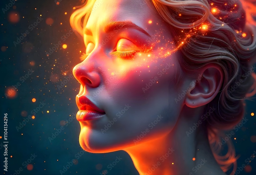 Human face changing into a swirling galaxy Human face changing into a swirling galaxy