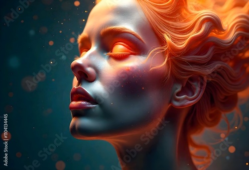 Human face changing into a swirling galaxy