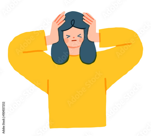 頭を抱えて悩む女性のイラスト
