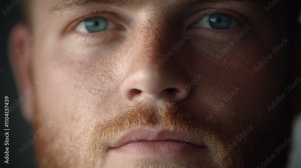 Obraz premium a close up of a man with blue eyes and a beard His face is in focus, while the background is slightly blurred