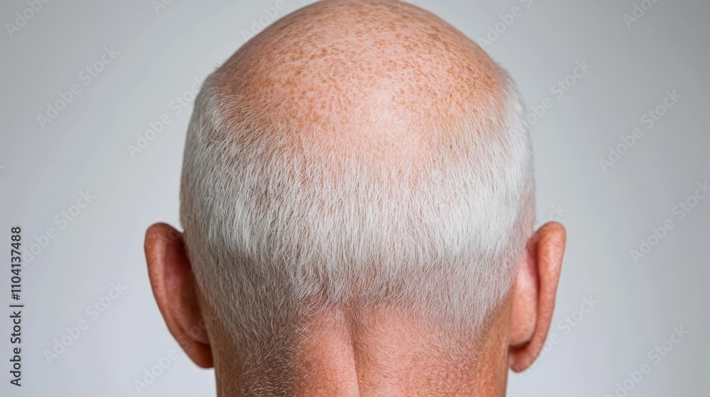 a man with a bald head and white hair against a white background He appears to be in the process of undergoing hair transplants, as evidenced by the tools and mate a man with a bald head and white hair against a white background He appears to be in the process of undergoing hair transplants, as evidenced by the tools and mate
