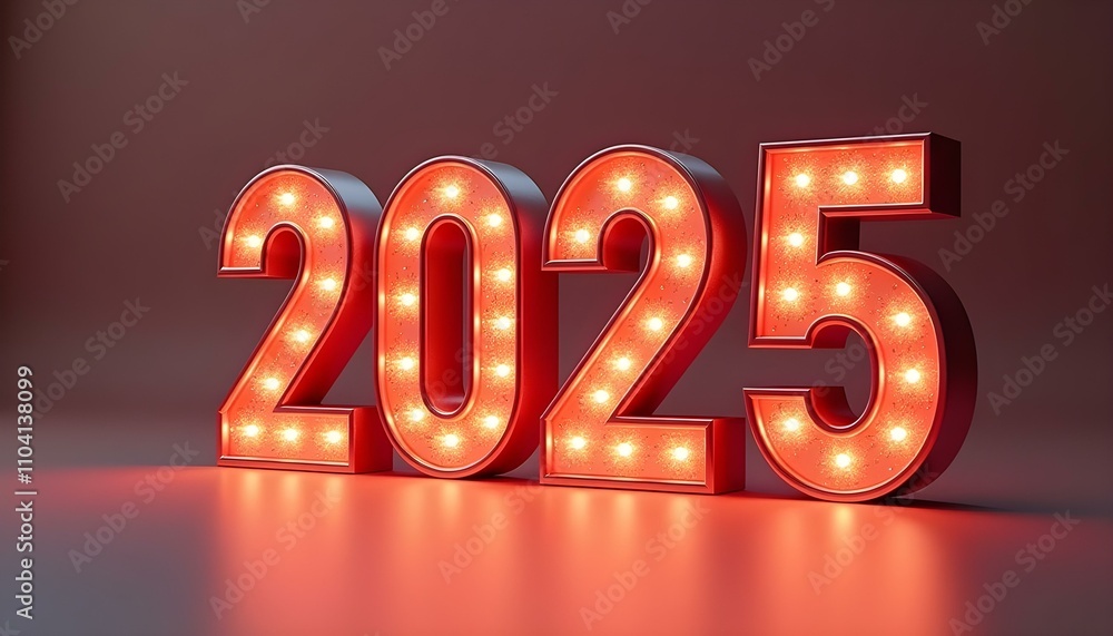 2025 Happy new year 3D design with lights and pearls also with beautiful shimmer 2025 Happy new year 3D design with lights and pearls also with beautiful shimmer