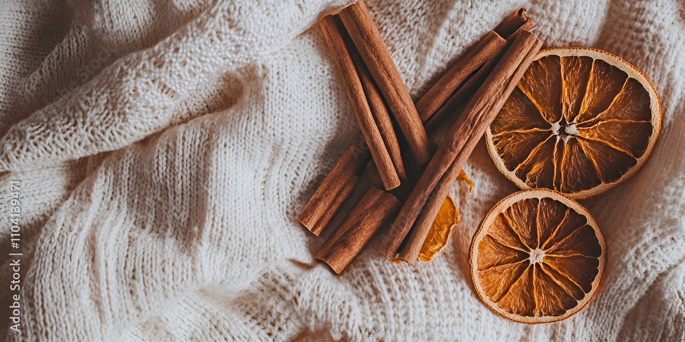 Cinnamon Sticks and Dried Orange Slices on Cozy White Fabric
Cinnamon Sticks and Dried Orange Slices on Cozy White Fabric