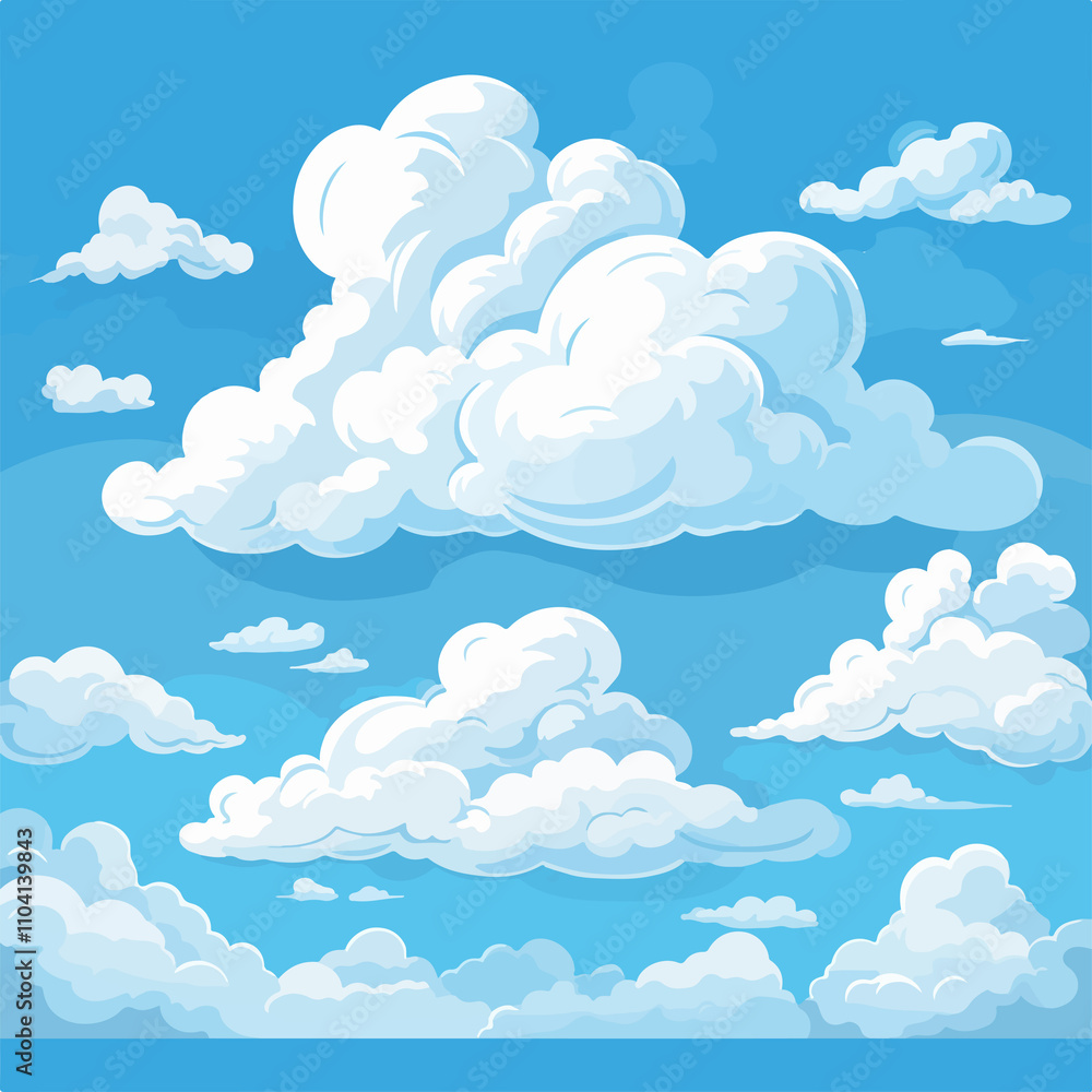 Blue Sky and White Clouds: Tranquil Nature Illustration Blue Sky and White Clouds: Tranquil Nature Illustration
