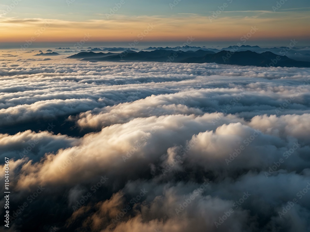 Obraz premium Aerial view above the clouds in the mountains.