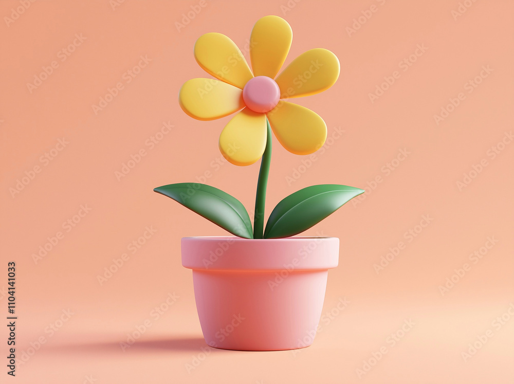 a flower pot with a yellow flower in the middle a flower pot with a yellow flower in the middle