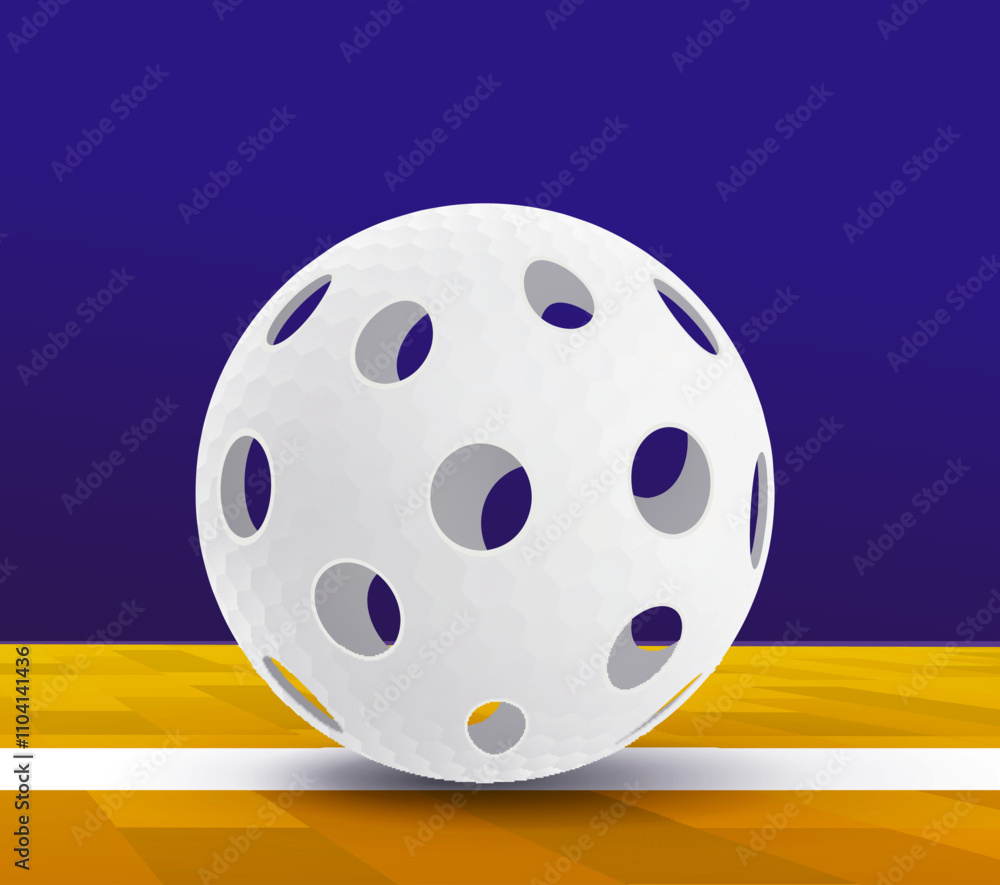Floorball ball vector illustration on floor background Floorball ball vector illustration on floor background