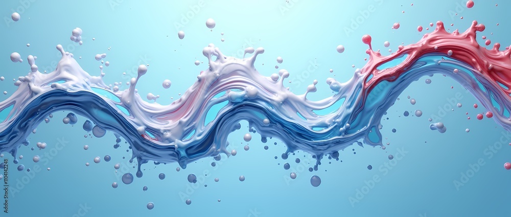 Mixture of red, white and blue oil moving in water on blue background Mixture of red, white and blue oil moving in water on blue background