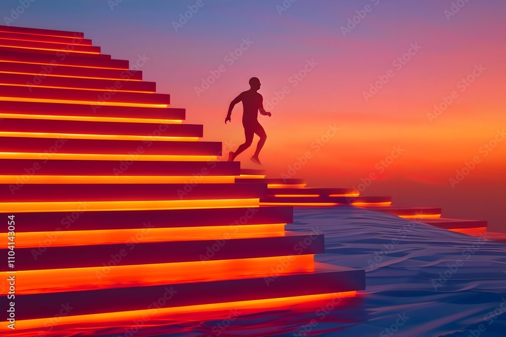 a man run up a glowing a man run up a glowing