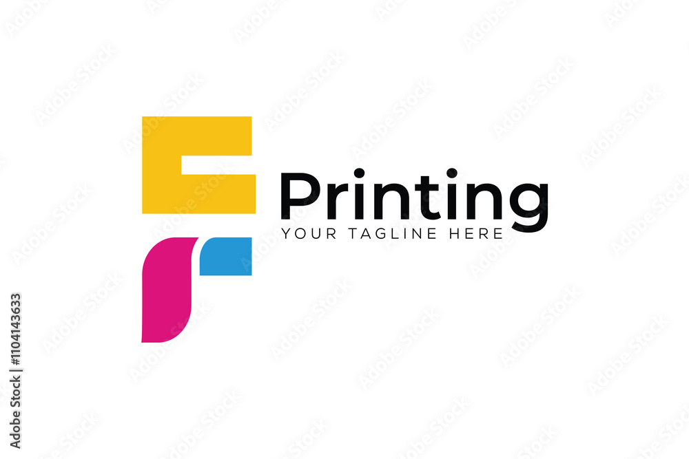 Printing E logo template design illustration vector Printing E logo template design illustration vector